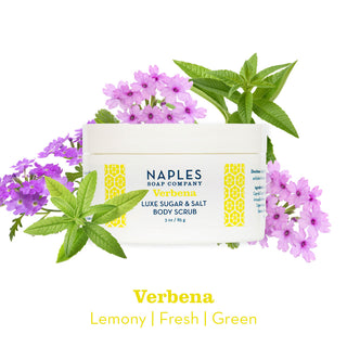 3 oz Luxe Verbena Sugar & Salt Scrub with Scent Notes