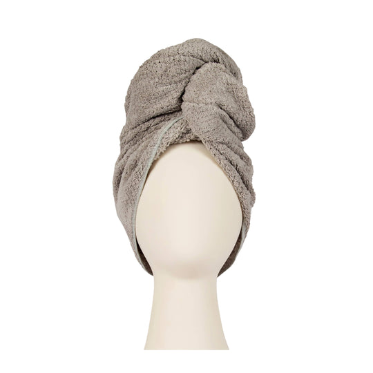 Grey Microfiber Hair Towel Wrap