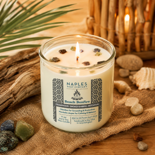 Beach Bonfire Candle Burning Inside