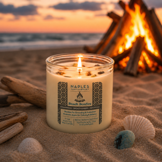 Beach Bonfire Candle Burning Outside