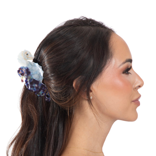 Dark Blue Seahorse Hair Clip Model