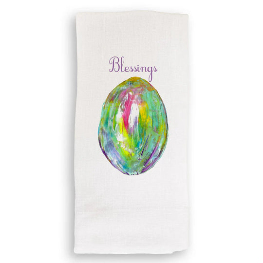 Tea Towel Colorful Egg w/ Easter Blessings