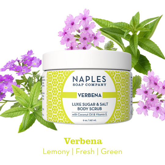 Verbena Luxe Body Scrub with Scent Notes