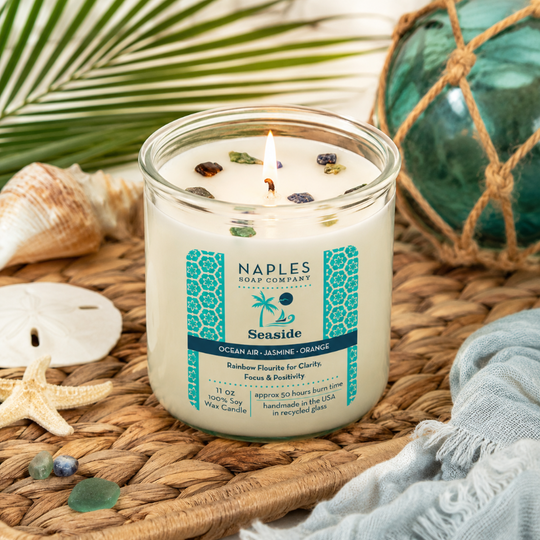 Seaside Candle Burning Inside