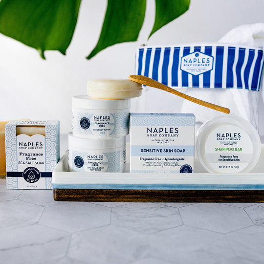 Sensitive Skincare Kit Lifestyle products on counter