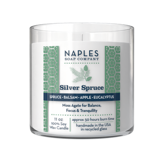 Silver Spruce Candle on White