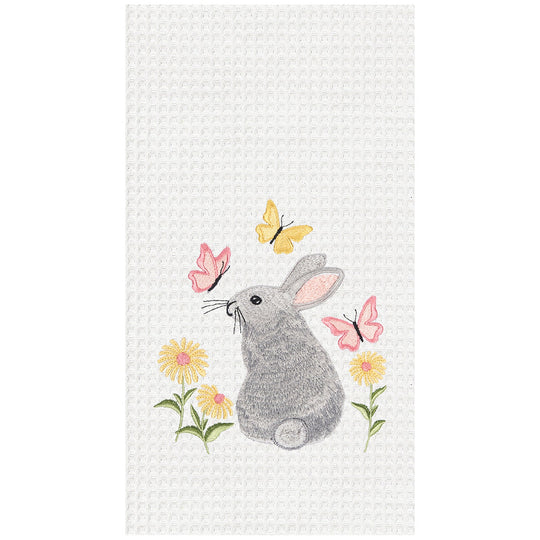 Spring Bunny & Butterflies Kitchen Tea Towel