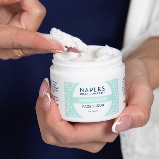 Stimulating Face Scrub in Jar with Hands