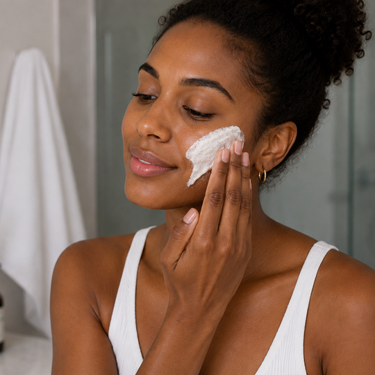 Stimulating Face Scrub in Use