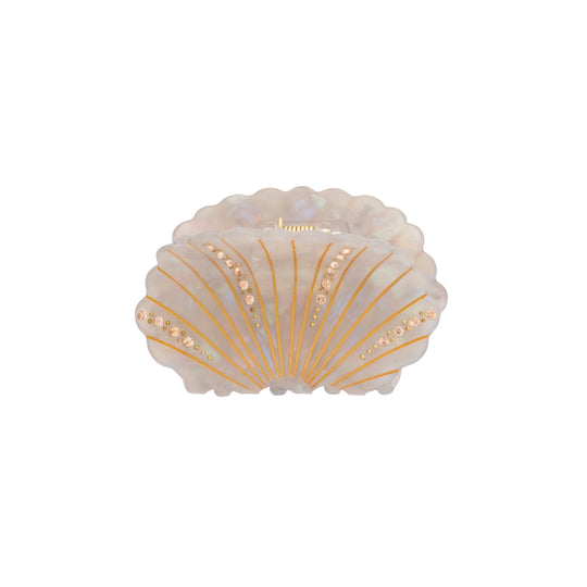 Diamond Shell Hair Clip - Light Grey