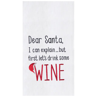 Dear Santa Drink Wine Tea Towel
