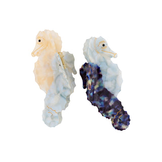Cream and Navy Seahorse Clips